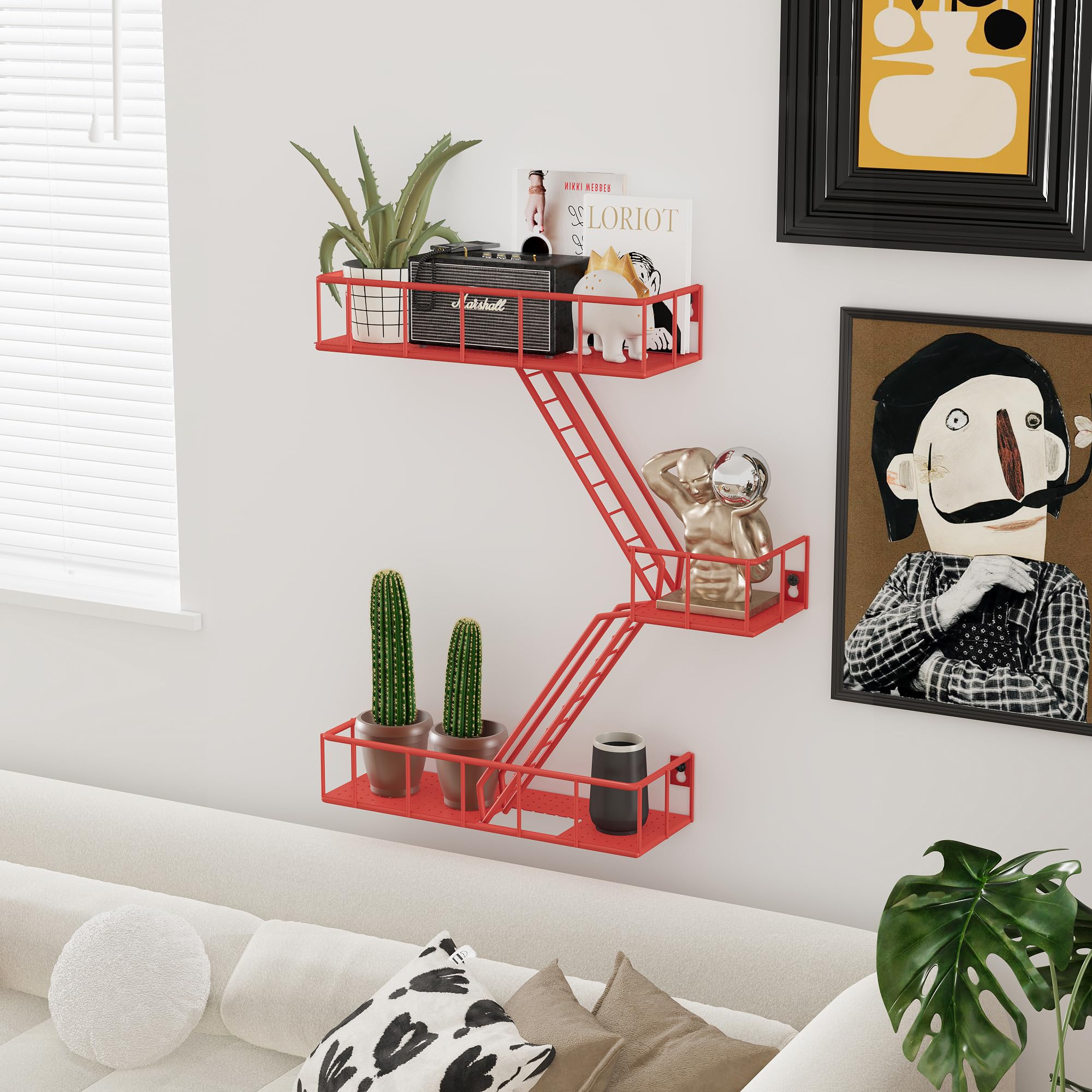 Amazon｜金属製の火災エスケープはしごシェルフ壁ストレージ