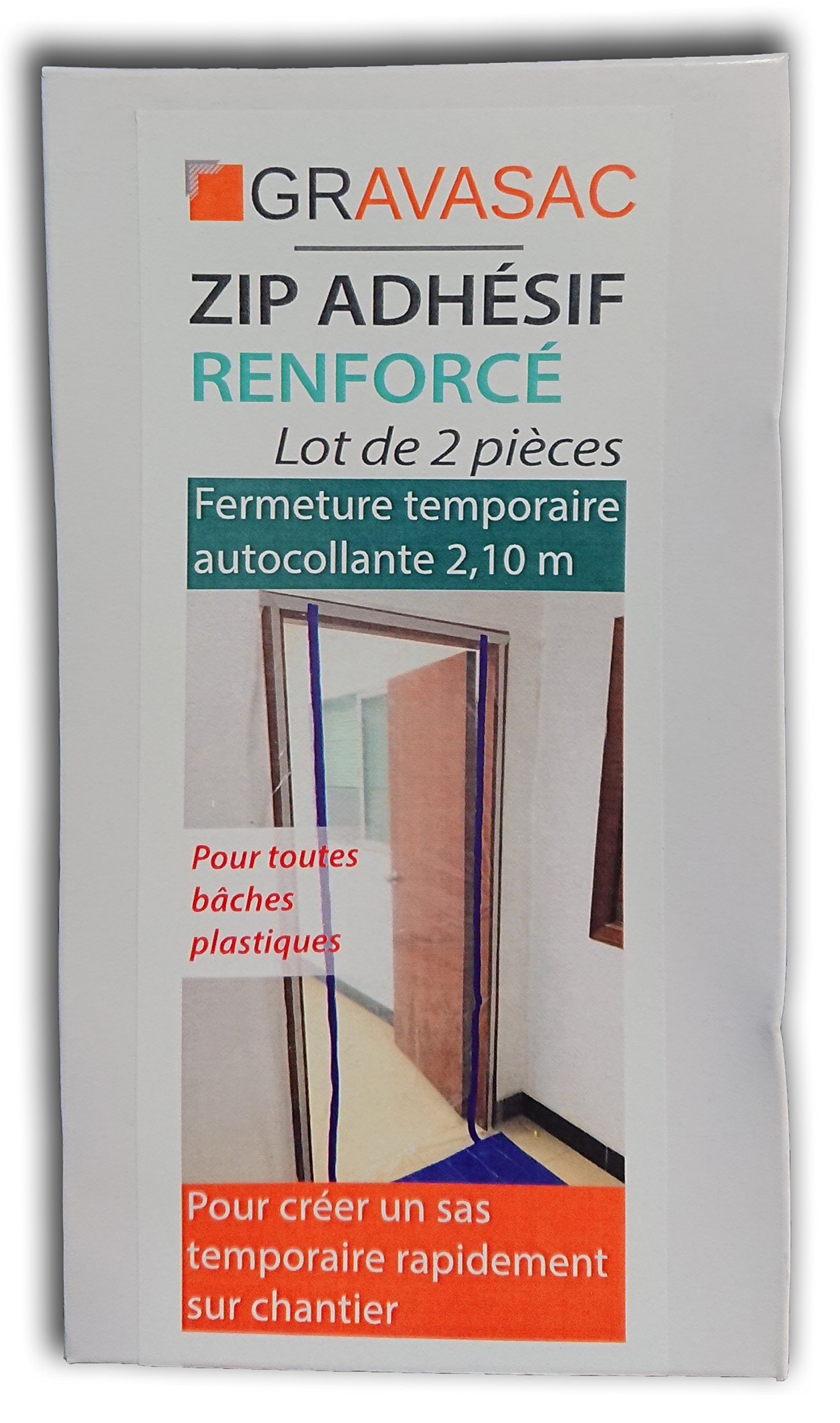 Zip Adhésif pour ouverture temporaire 2,10 m - Lot de 2