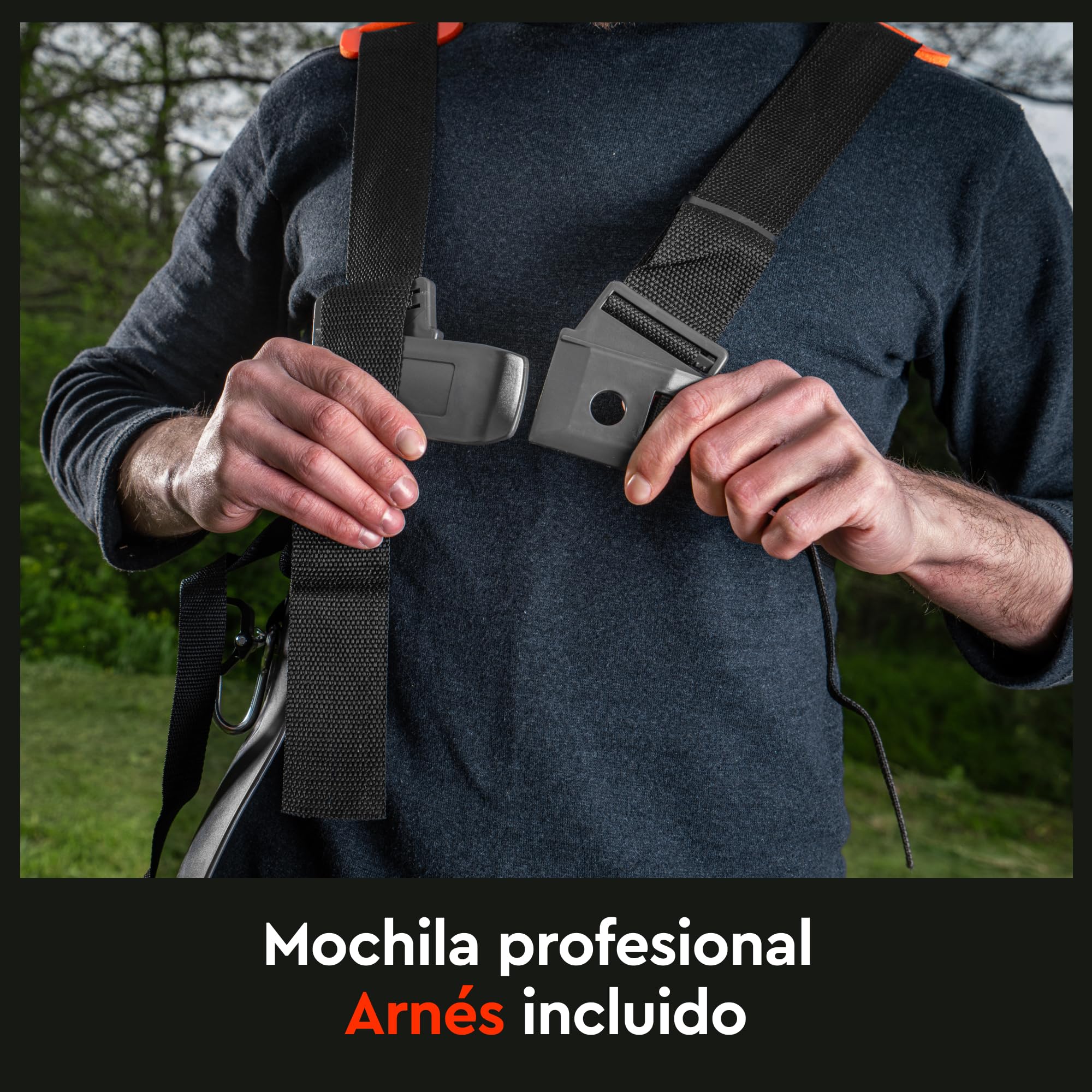Desbrozadora de Gasolina, 32,6 CC, 1 kW (1,5 HP), Hilo 430 mm, Disco de Acero 255 mm, 7,1 kg, Arnés Mochila, Empuñadura Tipo D y Easy Start - 33M