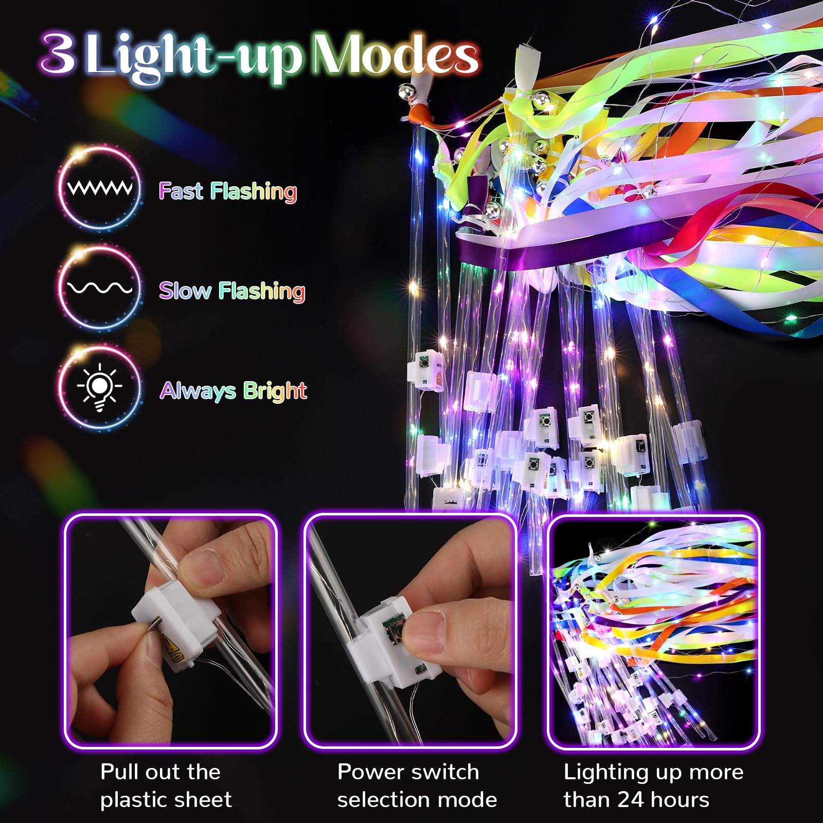 100 varitas de boda, varita iluminada para boda con LED, cintas de colores para enviar bodas, cumpleaños, conciertos, eventos de fiesta de Navidad