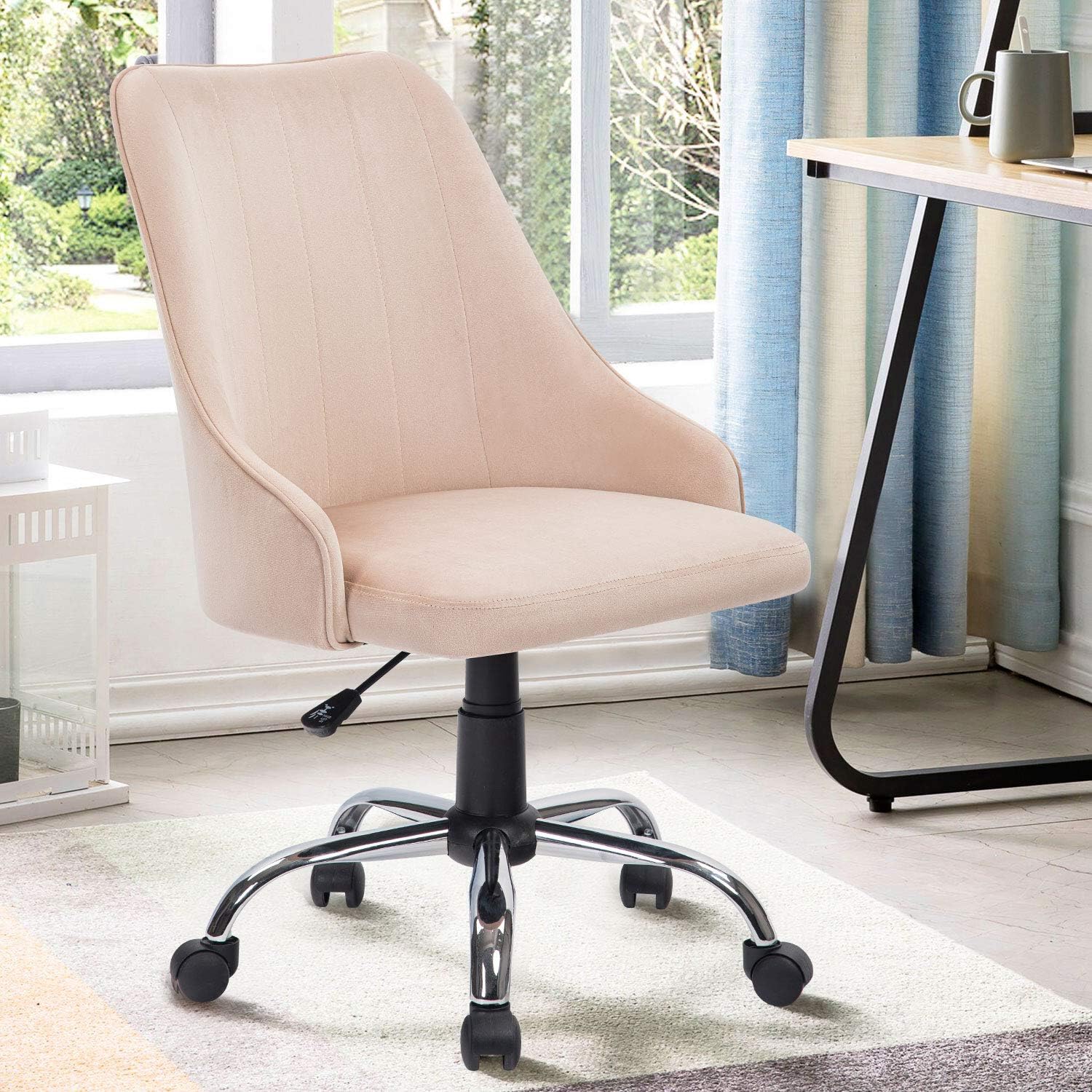 Buy Kcream Home Velvet Office Desk Chair Accent Swivel Office Chair With Wheels Soft Comfortable Living Room Chair With Mid Back Adjustable Upholstered Computer Chair Beige Online In Indonesia B097dn3zhk Buy Kcream Home Velvet Office Desk Chair Accent Swivel Office Chair With Wheels Soft Comfortable Living Room Chair With Mid Back Adjustable Upholstered Computer Chair Beige Online In Indonesia B097dn3zhk