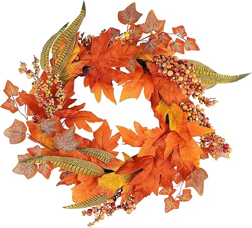 Ywlake Fall Maple Leaf Wreath for Front Door with Artificial