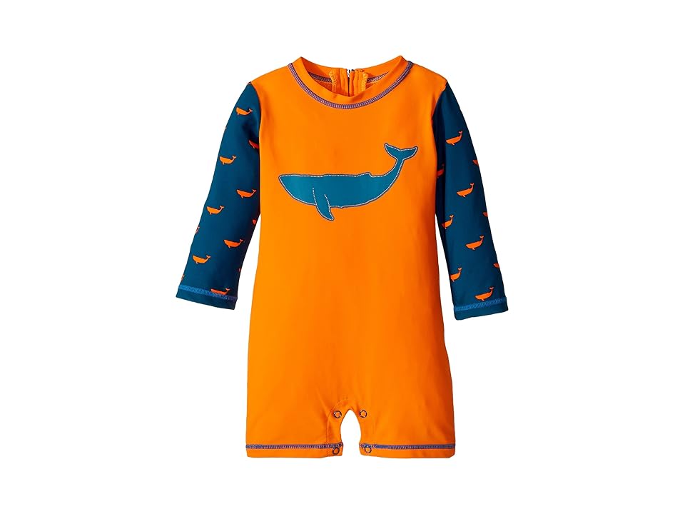 

Hatley Kids Tiny Whales Mini Rashguard One-Piece (Infant) (Orange) Boy's Swimsuits One Piece
