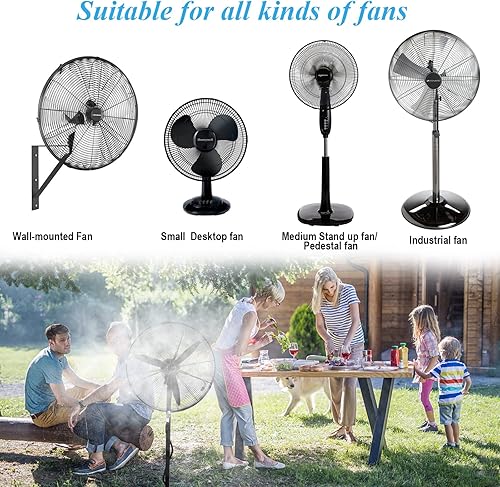Miniatura 2 de BUNYUM Kit de sistema de enfriamiento de niebla de ventilador de exterior para patio, línea de nebulización de invernadero de jardín, 4 boquillas de