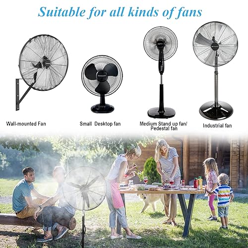 Miniatura 2 de BUNYUM Kit de sistema de enfriamiento de niebla de ventilador de exterior para patio, línea de nebulización de invernadero de jardín, 4 boquillas de