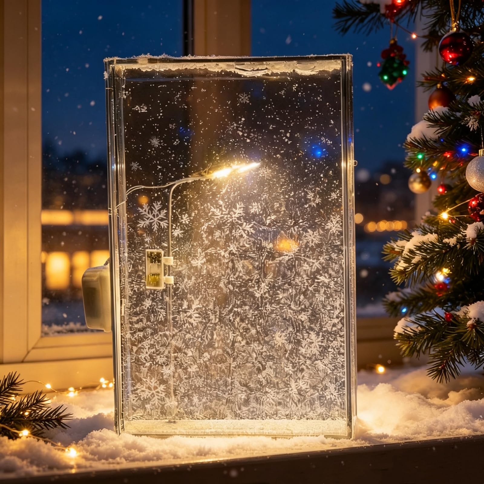 The Snow Lamp, Street Flowing Lamp, Christmas Snow Scene Light, DIY Scenery Night Light, Winter Village Table Lamp with Realistic Snowflakes, Festive Gift for Kids & Adults (B-1pcs)