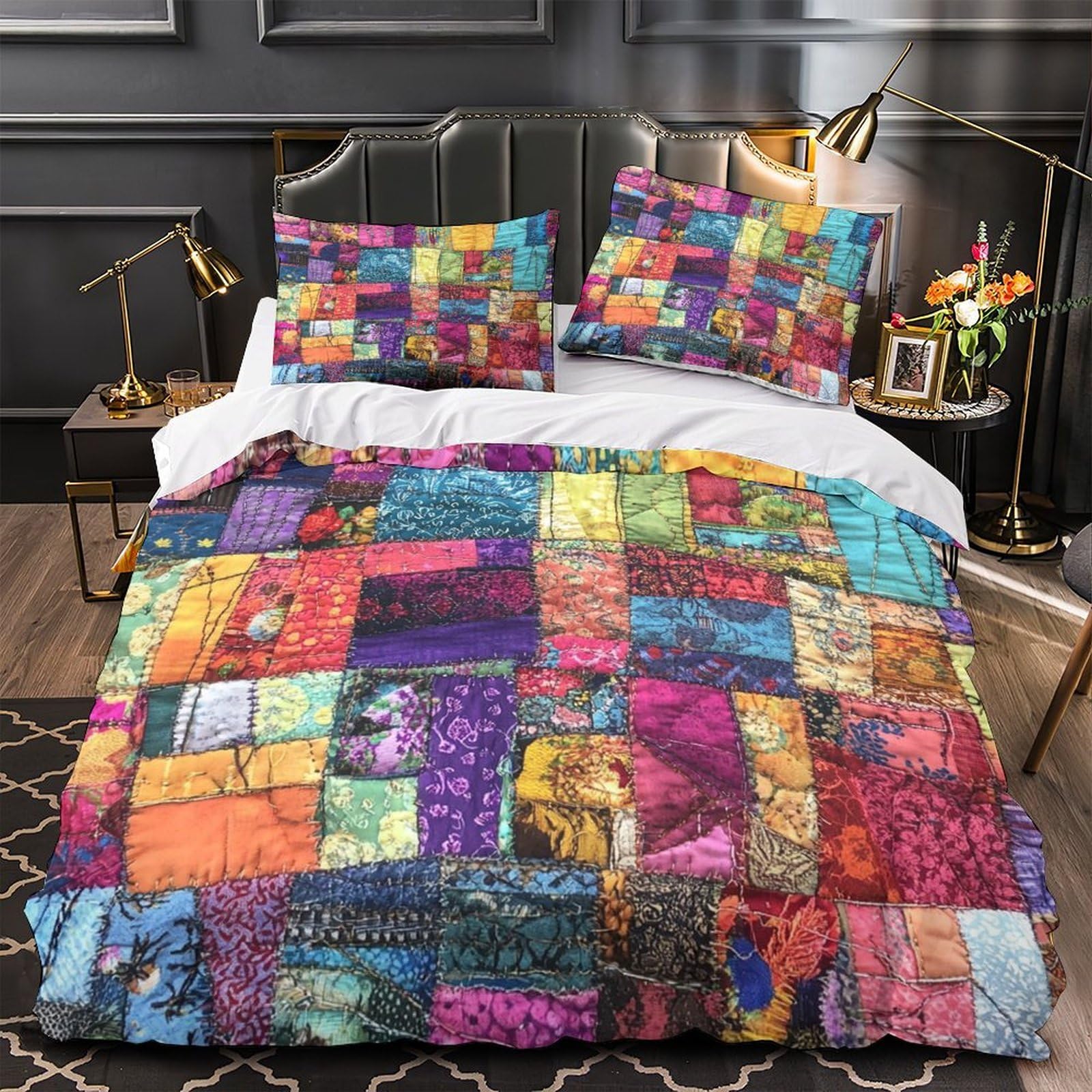 Housse de couette lézard coloré 3D 220x240 parure de lit microfibre ado