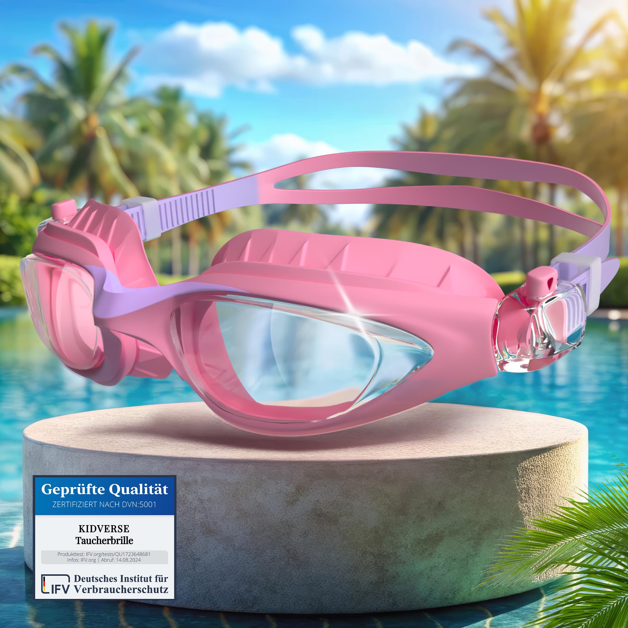 KIDVERSE Schwimmbrille Kinder - Bequeme Taucherbrille Kinder 3 Jahre bis 13 - Geprüfte Kinderschwimmbrille mit UV-Schutz & Antibeschlag Schutz - Schwimmbrille Mädchen & Jungen