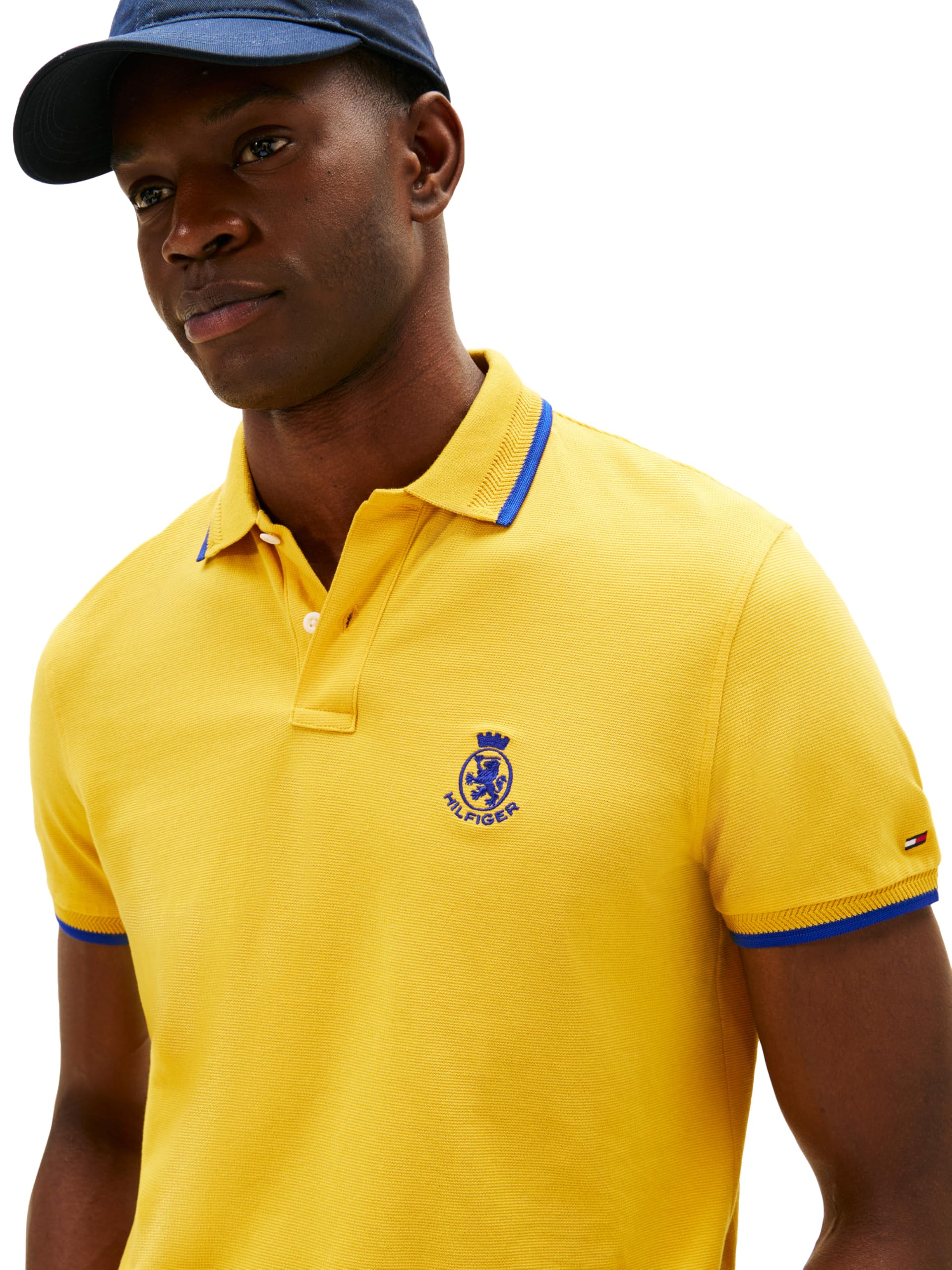 Tommy Hilfiger Herren Short Sleeve Casual Polo Shirts in Regular Fit with Embroidered Crest Design Lässiges Poloshirt mit kurzen Ärmeln in normaler Passform mit gesticktem Wappen-Design (1er Pack)