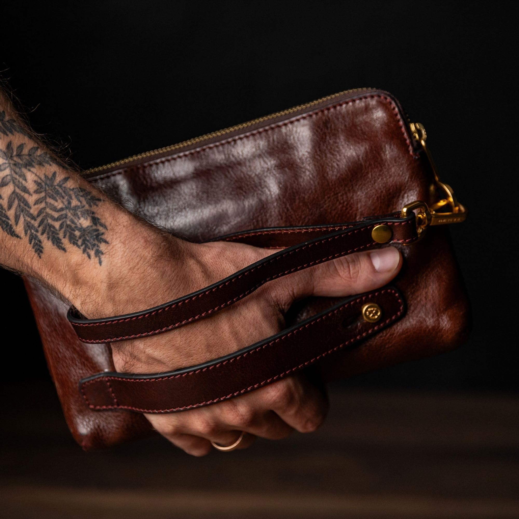 Time Resistance Pochette da Uomo in Pelle - Borsa Organizer da Uomo - Borsa da Polso - Cartella Fatta a Mano in Italia - Confezione Regalo Inclusa