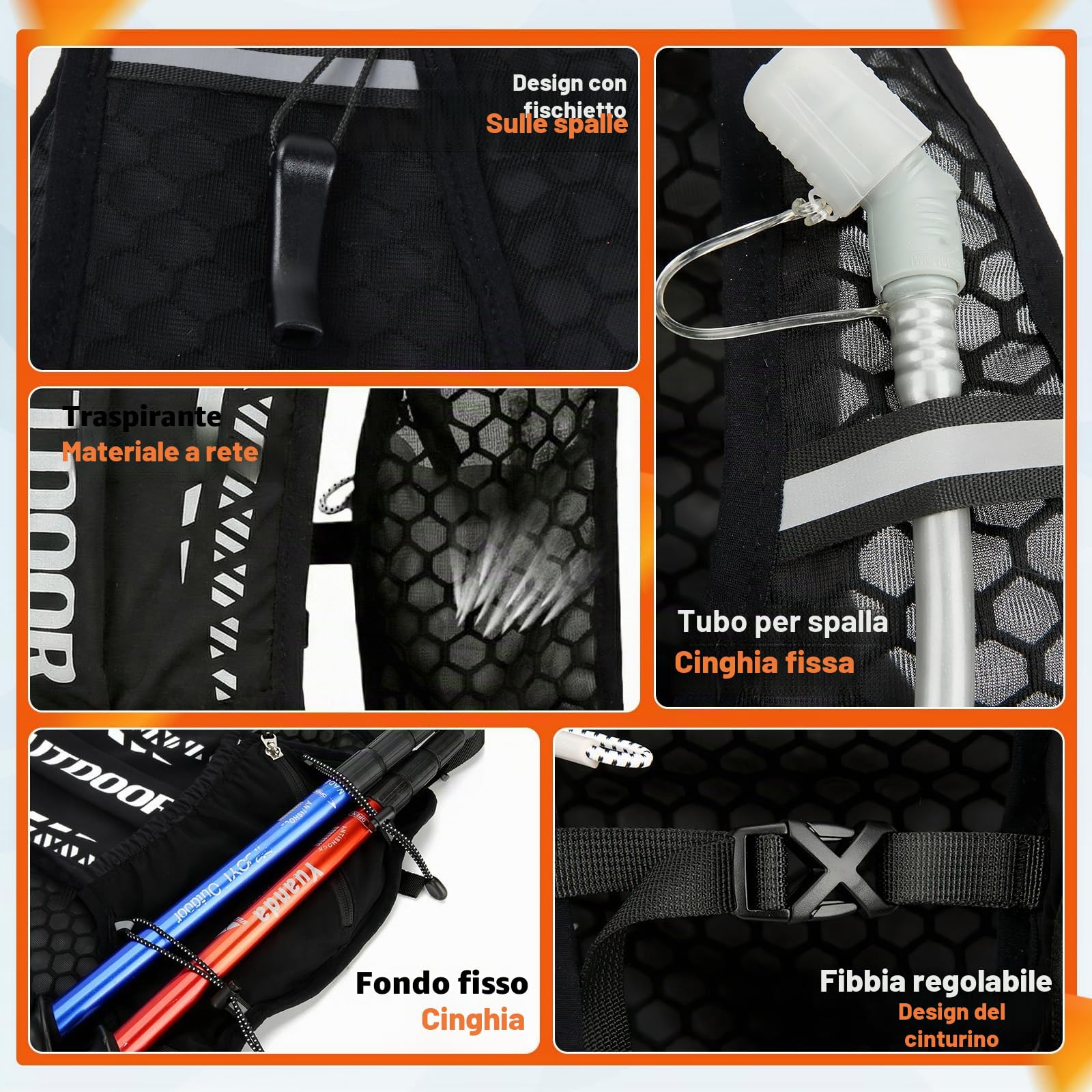 Zaino Idratazione,Zaino da Corsa,Gilet Zaino Trail Running,Gilet running uomo,Gilet corsa,con 500ml Borraccie Morbide 1.5L Sacca Idrica,per Outdoor,Maratona,Ciclismo,Alpinismo