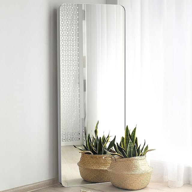 Upland Oaks Large Full Length Body Mirror for Floor & Wall in Bedroom - 165 x 54 cm Metal Frame - Big & Tall Long Mirror for Leaning - Full Length Wall Mirror Size (Silver, Slim Lip)