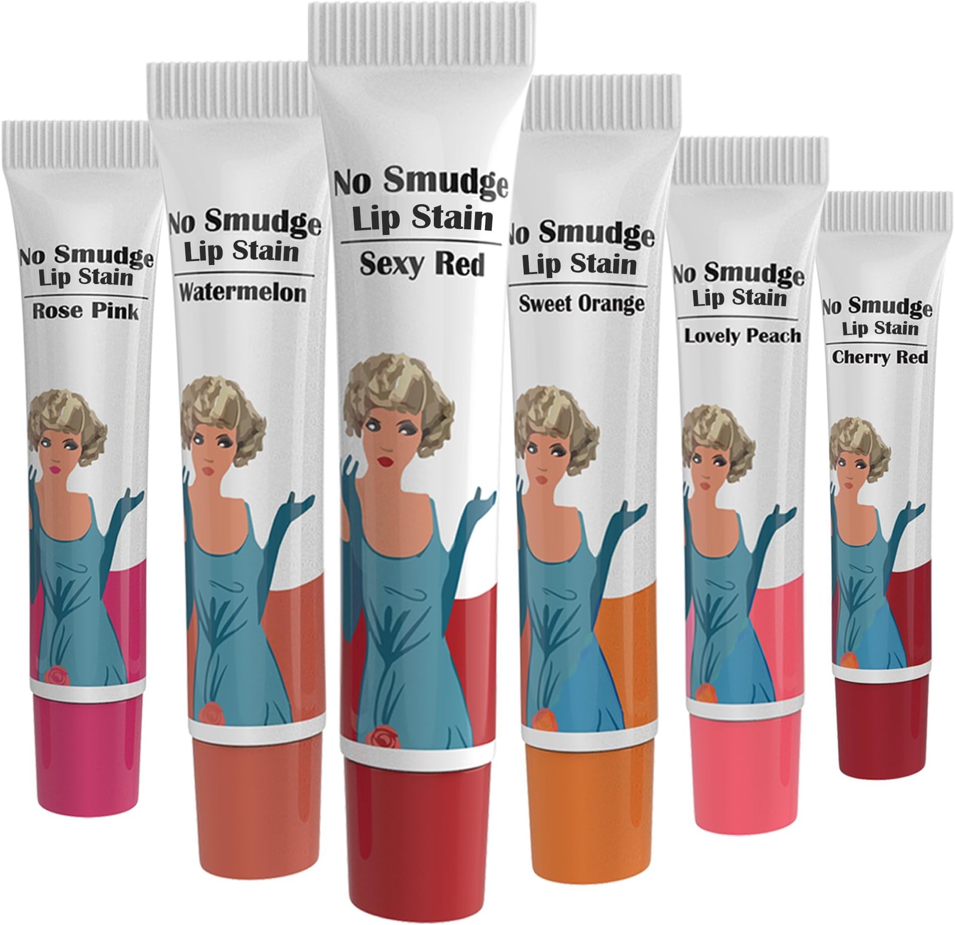 No Smudge, Waterproof, Peel Off Lip Stain Gel - Six Pack