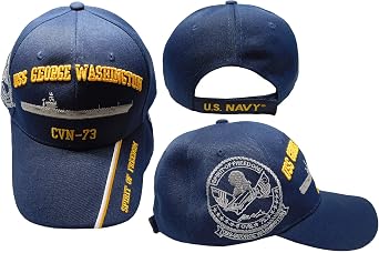 Trade Winds Navy USS George Washington CVN-73 Spirit of Freedom Shadow Navy Blue Acrylic Adjustable Embroidered Cap - Officially Licensed