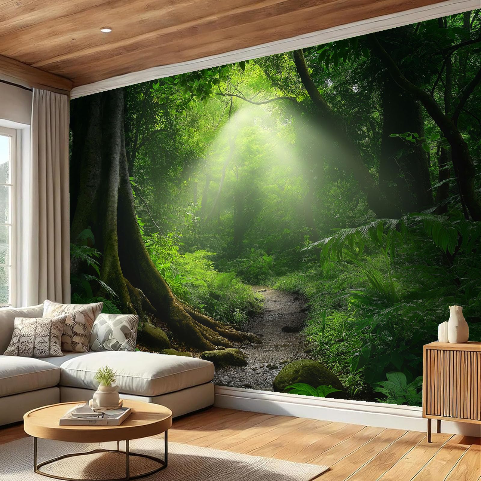 Carta Da Parati Fotografica Foresta di soleBellezza naturale In Stile Poster Giganti Da Parete, Fotomurale Carta Parati 350 x 256 cm Murale, Decorazione Da Muro Per Soggiorno