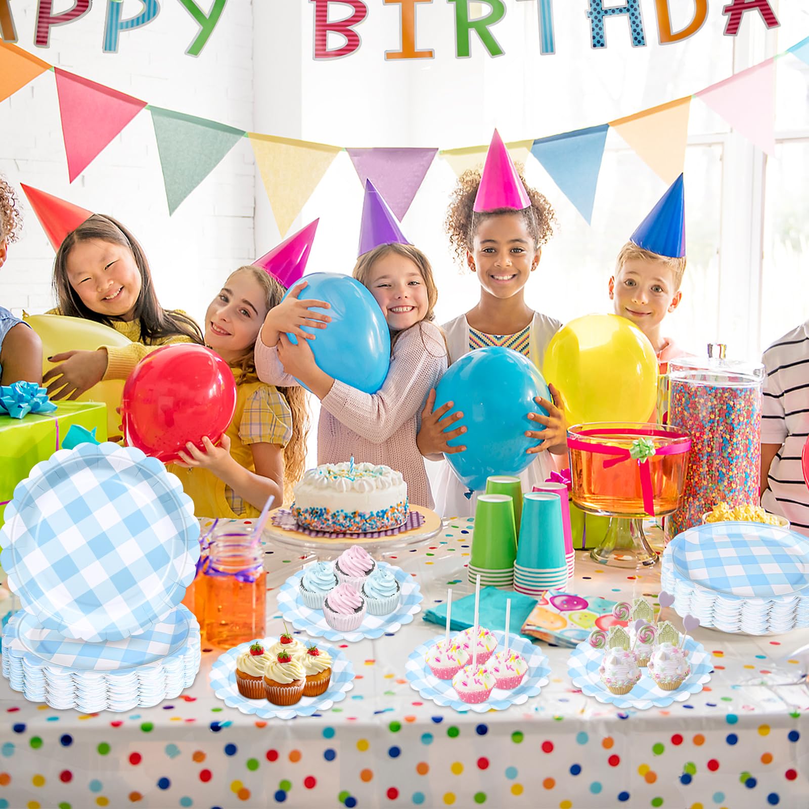 Assiette Carton Noir Lot De 16 Assiettes En Carton Jetables « Happy 5Th Birthday » De 17,8 Cm - Assiettes De Fête Assiette Noir Et Or