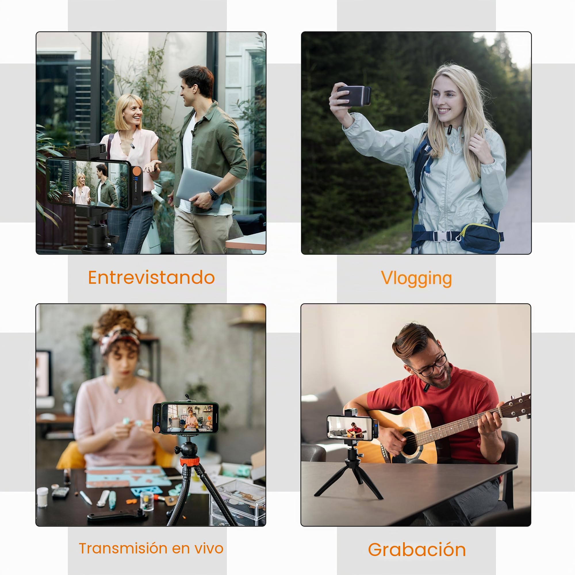 COMICA Vimo S UC Micrófono Inalámbrico para Smartphone, Micrófono Lavalier con Cancelación de Ruido, Monitor, Vídeo Micrófono para PC Vlog Live Streaming(USB-C)