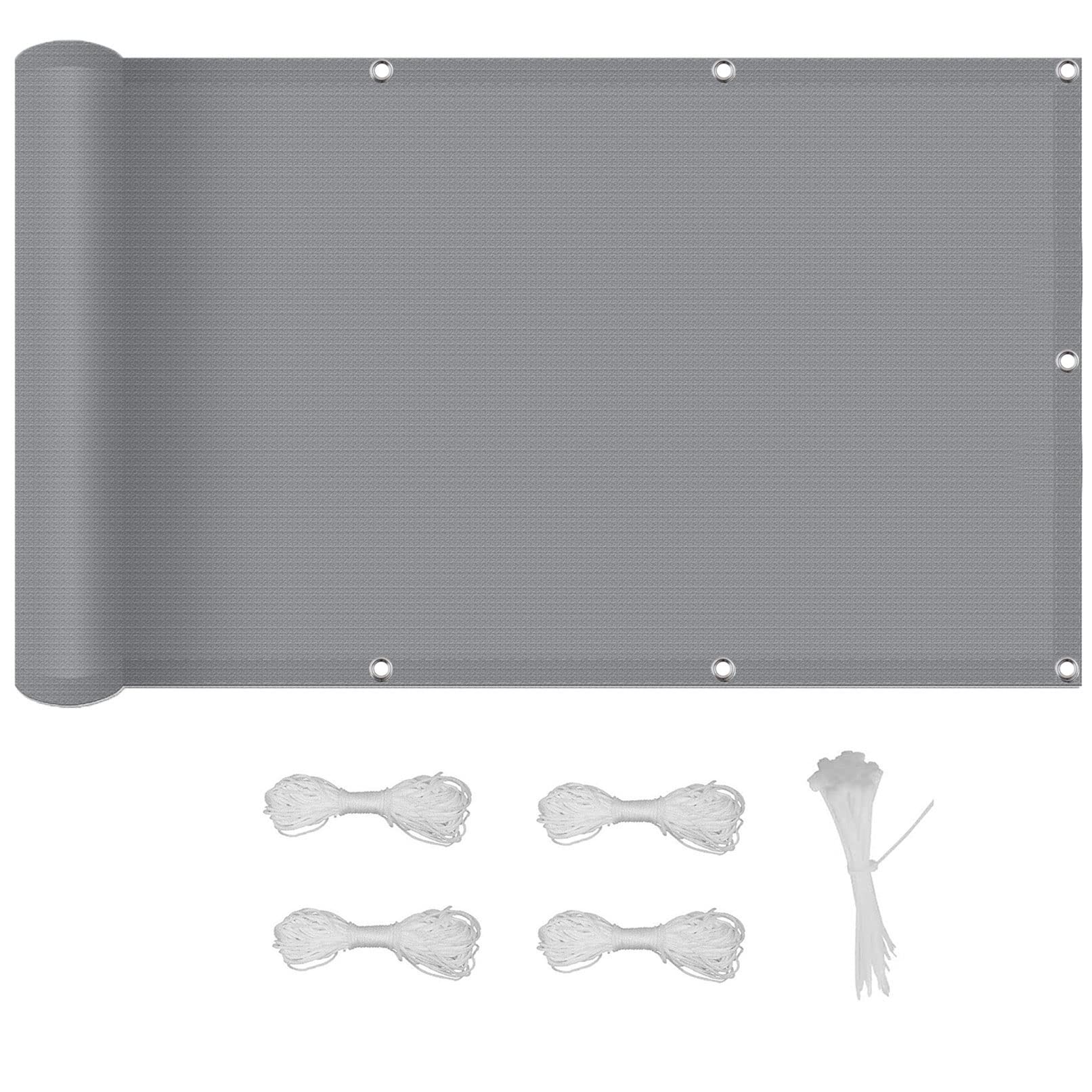 Voile d'ombrage anti-UV et respirant 1.5x7 m gris résistant avec oeillets pour jardin