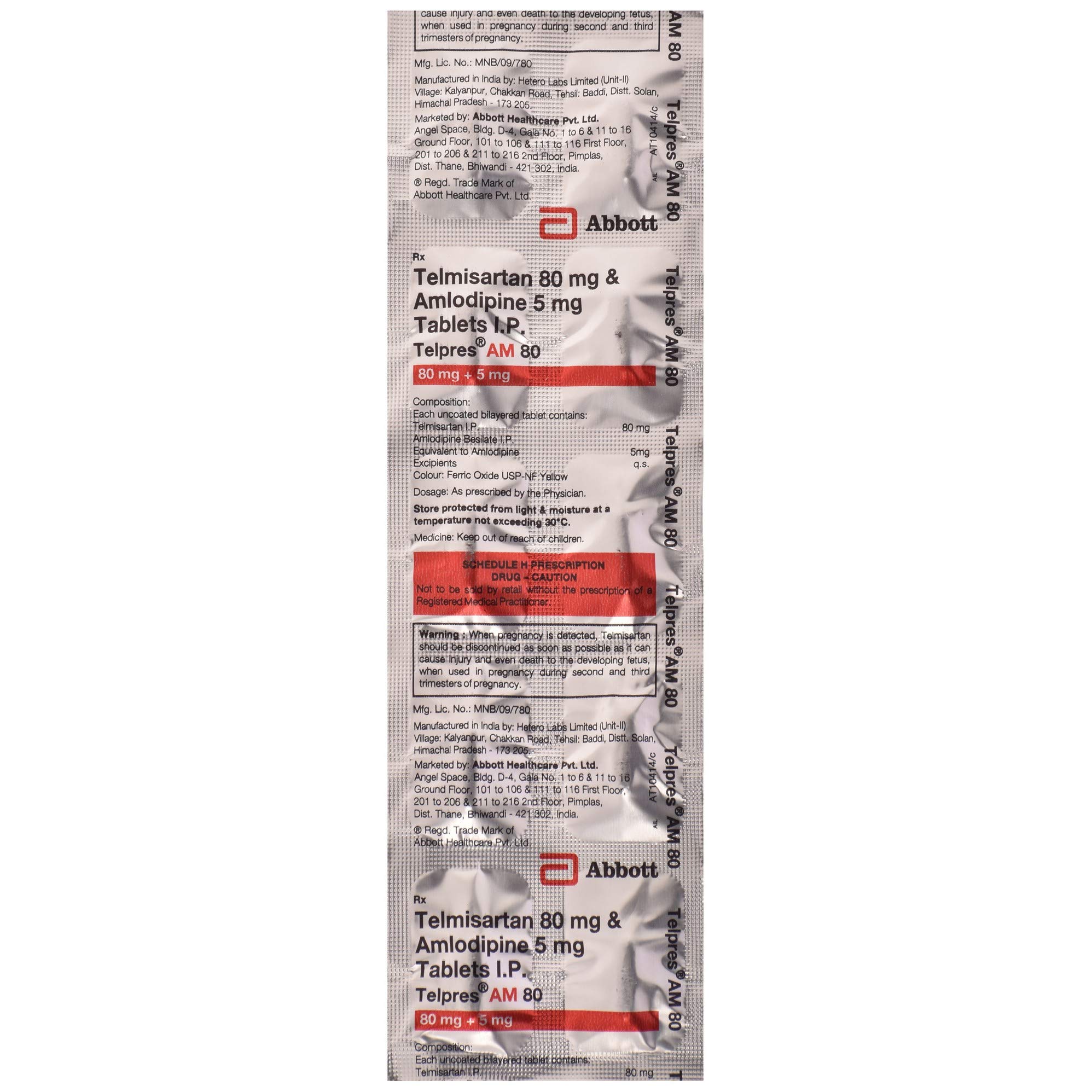 Telpres AM 80 - Strip of 10 Tablets