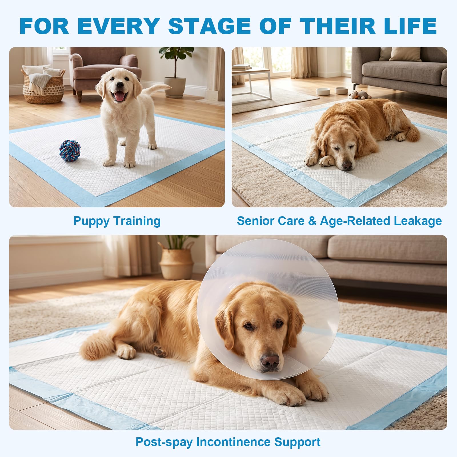 Ownpets Tapis de dressage pour chien, 90 x 80 cm, lot de 40 tapis anti-fuite à 6 couches avec surface à séchage rapide pour animaux domestiques, chiots, adultes, chiens malades et vieillissants