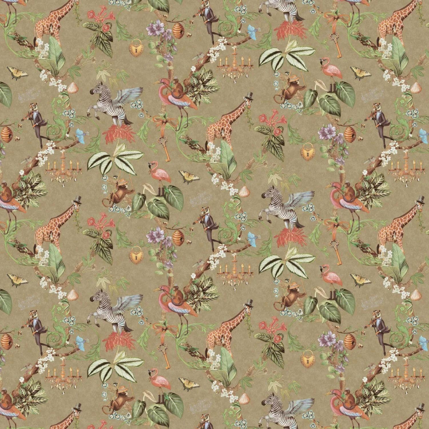 YöL Safari Symphony Gold Wallpaper - Contemporary Versatile Sophisticated - Elegant Animal Print - Feature Statement Wall - Bedroom Living Room Dining Room - 10.05m x 53cm Roll