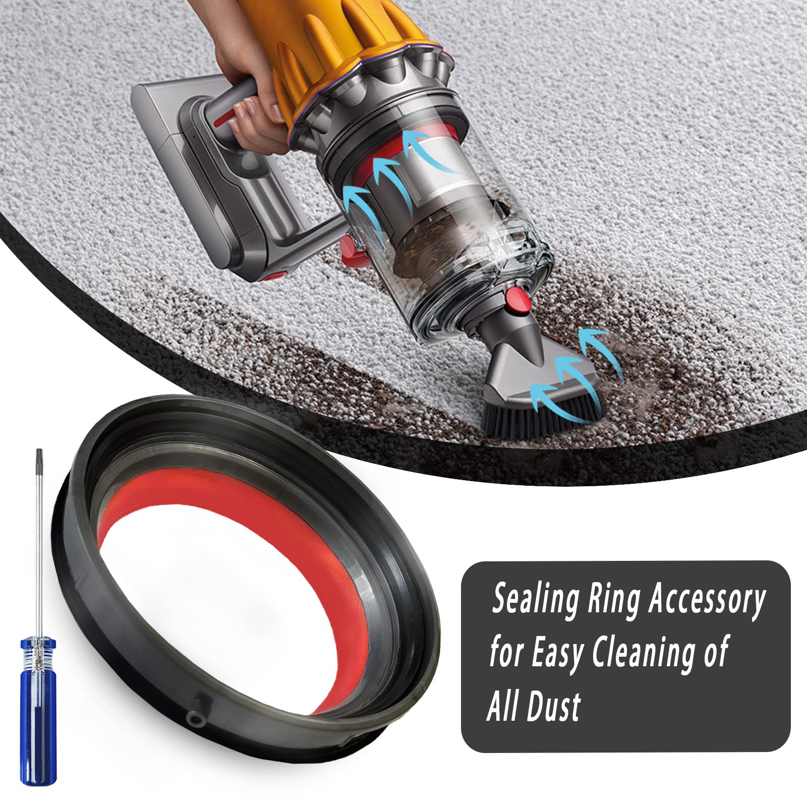 KiimSin Dust Bin Top Fixed Sealing Ring Replacement for V12 Detect Slim / V12 Digital Slim Vacuum Cleaner Repair Part Accessories