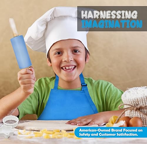 Miniatura 4 de PERLLI Juego de cocina real para niños para cocinar y hornear, 31 piezas. Regalo para chef junior con utensilios reales, estuche y juego