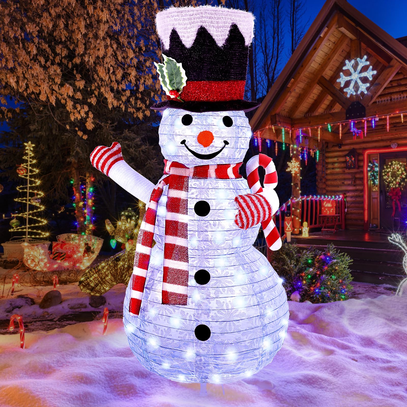 Cimier De Sapin De Noël, Grand Bonhomme De Neige, Chapeau