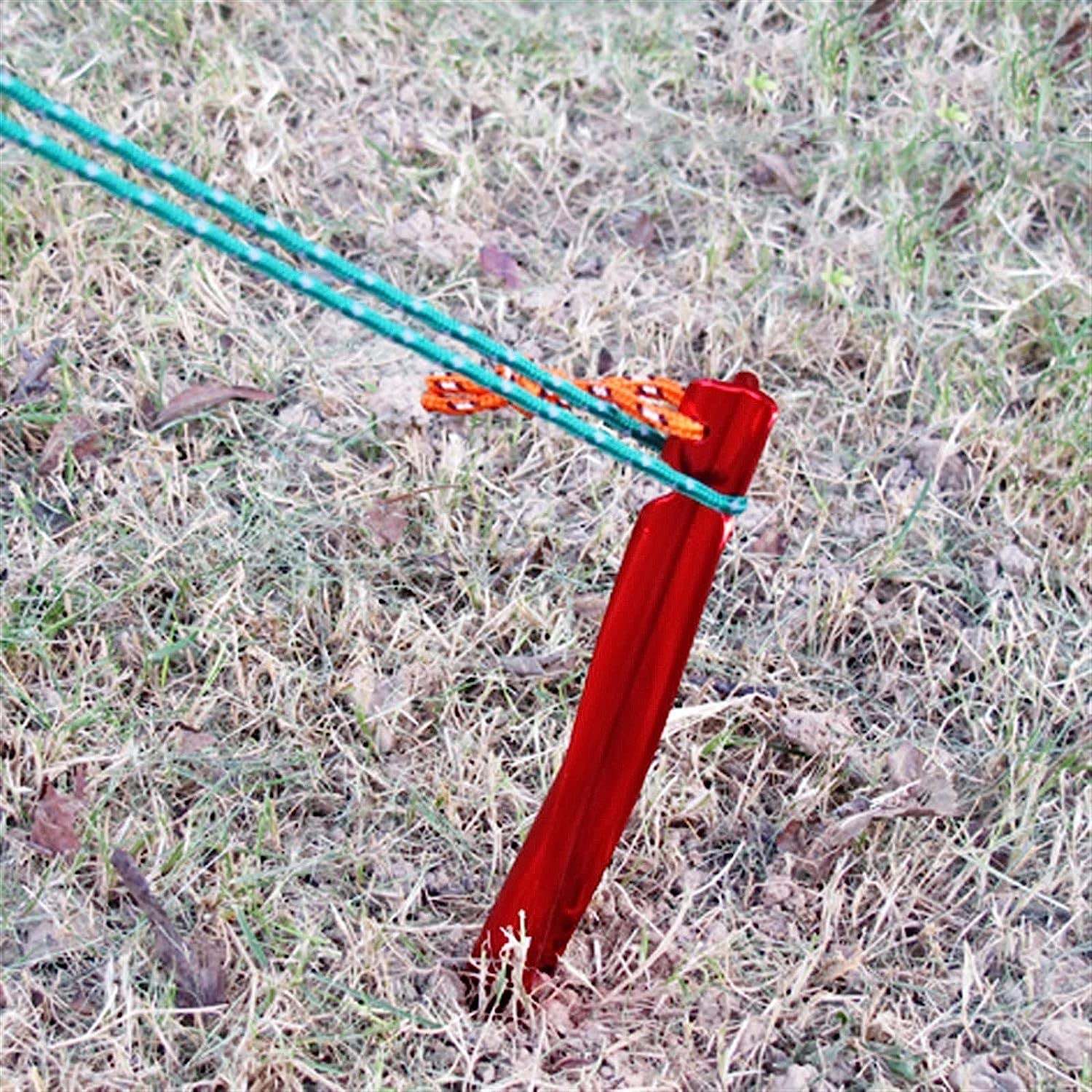 Piquets de Sol en Spirale pour Tente, piquets de Tente en Alliage d'aluminium avec Cordon de Serrage, Accessoires de Tente, équipement (Couleur : Noir) (Rouge) (Rouge)