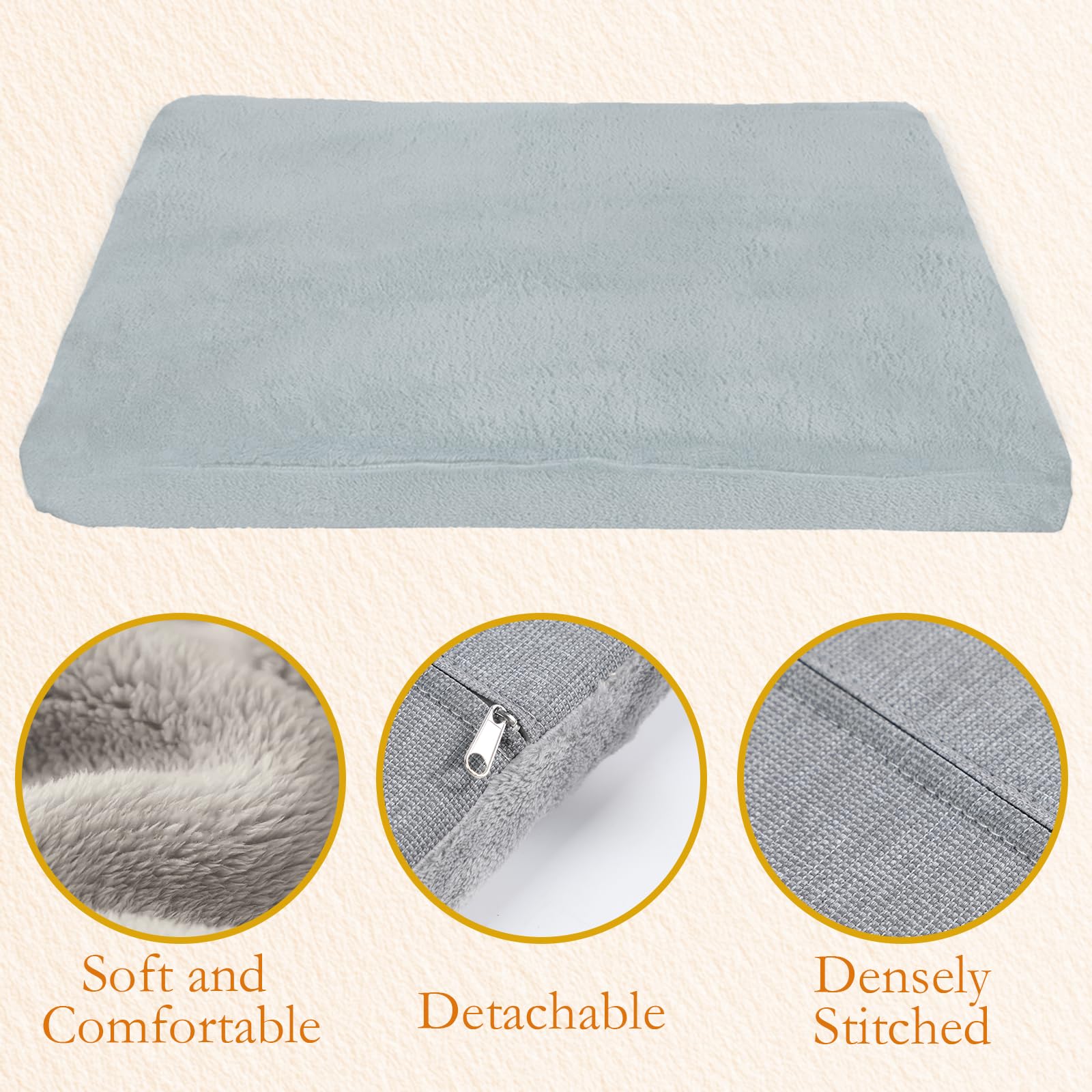Dog Bed, Outdoor Waterproof Elevated Dog Couch with Washable Removable Cushion, Boho White Rattan Wicker Orthopedic Indoor Raised Pet Sofa for Large Dogs (40" x 25", Gray) - image 5