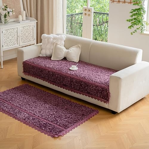 Miniatura 8 de Funda de sofá lavable, funda de sofá para mascotas, funda de sofá con patrón rosa, protector de sofás para perro (malva, 35.5 x 60 pulgadas)