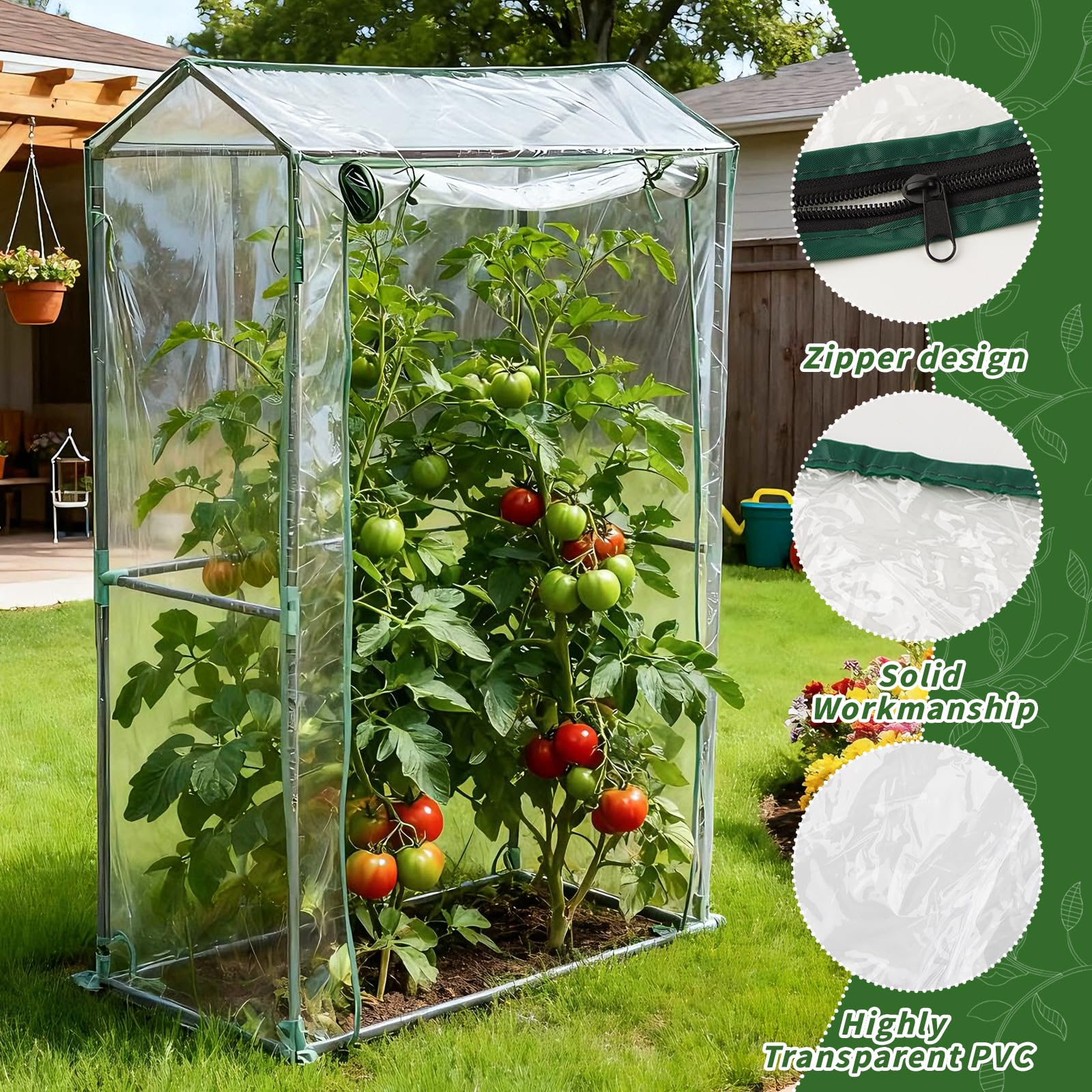 Chiaro PVC Piccolo Copertura della Casa, 100x50x150cm, Serra da Giardino, Serra da Balcone, per Prevenire Danni alle Piante Causati dal Gelo, Cornice non Inclusa