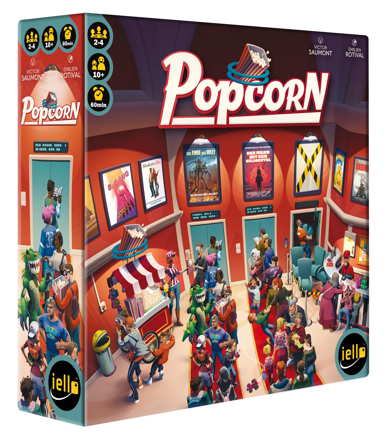 IELLO, Popcorn, gioco di famiglia, emozionante avventura cinematografica, divertente per amici del cinema e appassionati di gioco, per 2-4 giocatori dai 10 anni in su