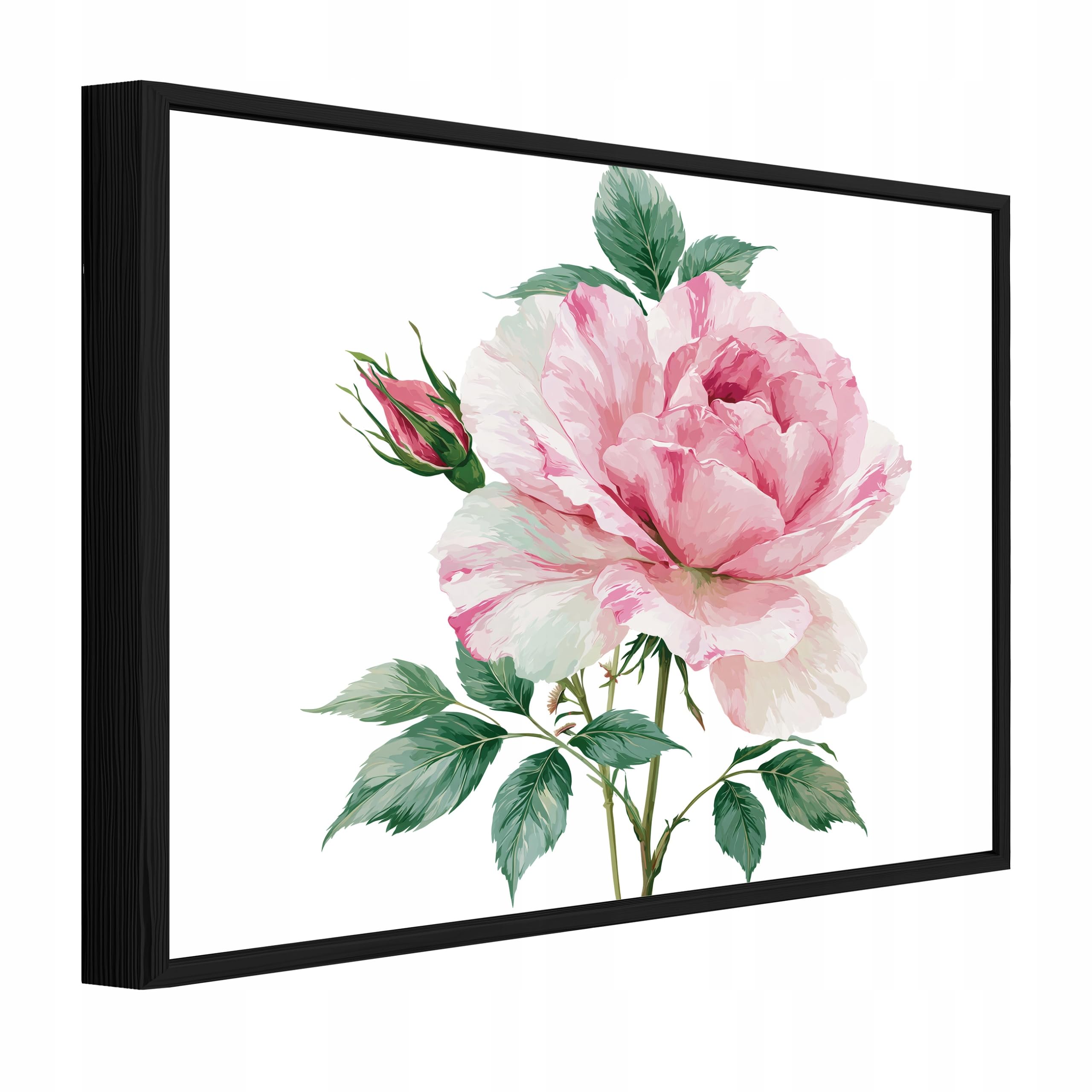 WallArena - Canvas Pictures with Frame Flowers Pink 90 x 60 cm