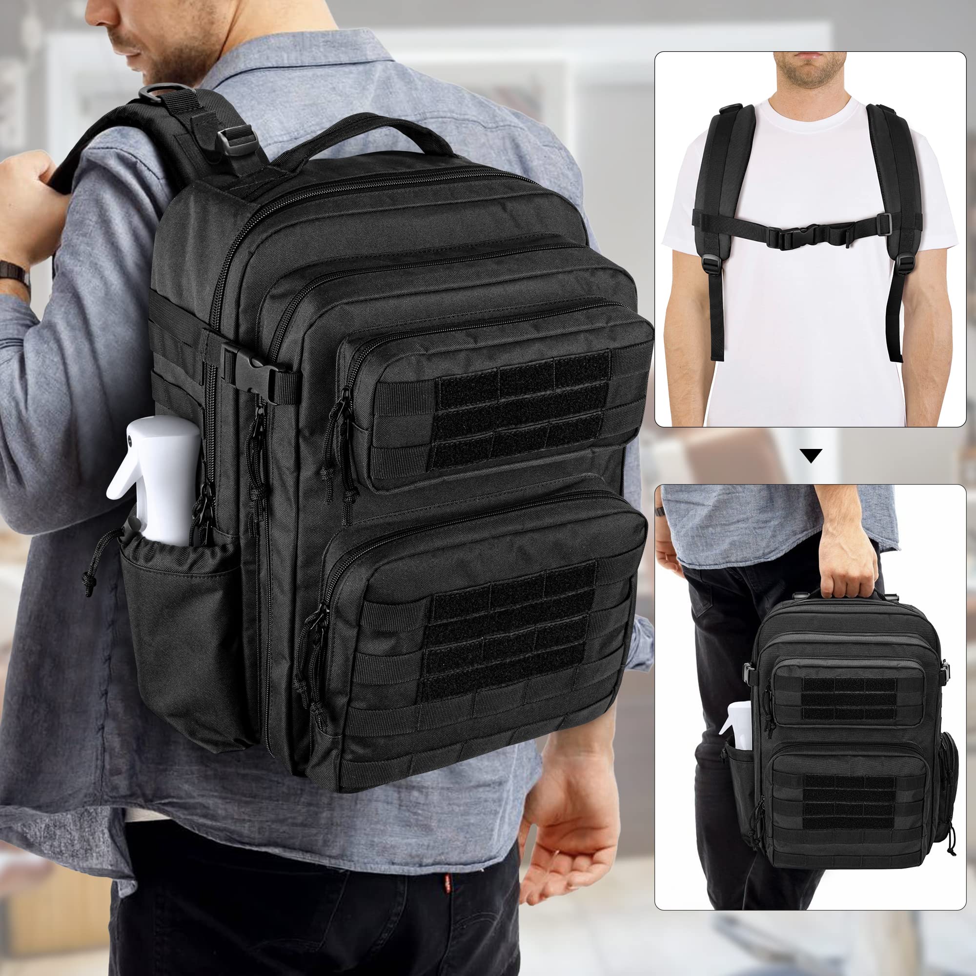 BAFASO Sac à Dos de Barbier, Sac de Barbier Outils de Coupe de Cheveux Noir | Aucun Accessoire