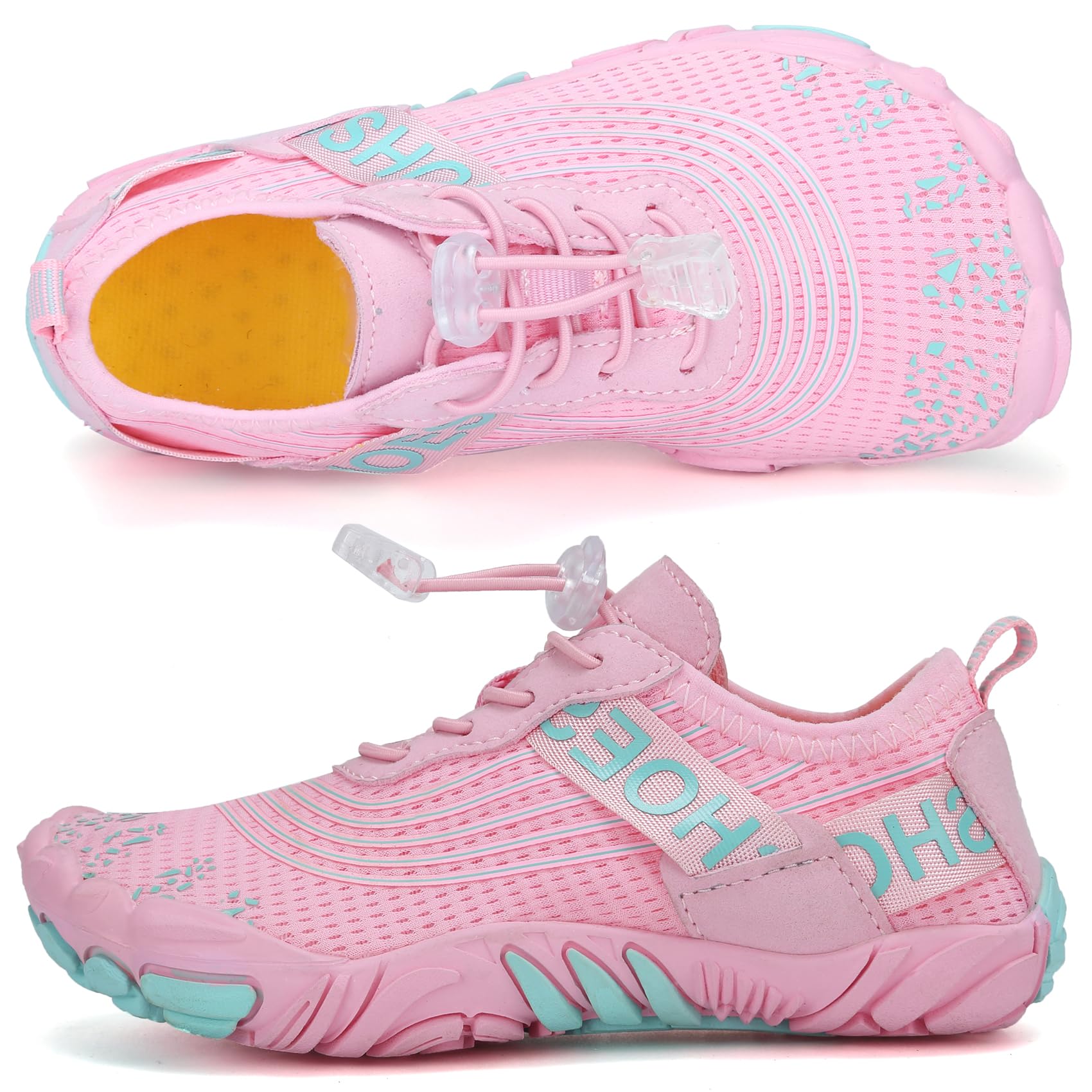 DimaiGlobal Scarpe da Immersione da Scoglio da Spiaggia Bambino Scarpe Barefoot Asciugatura Rapida Antiscivolo Outdoor Multisport Scarpe da Trail e Corsa 34EU Rosa