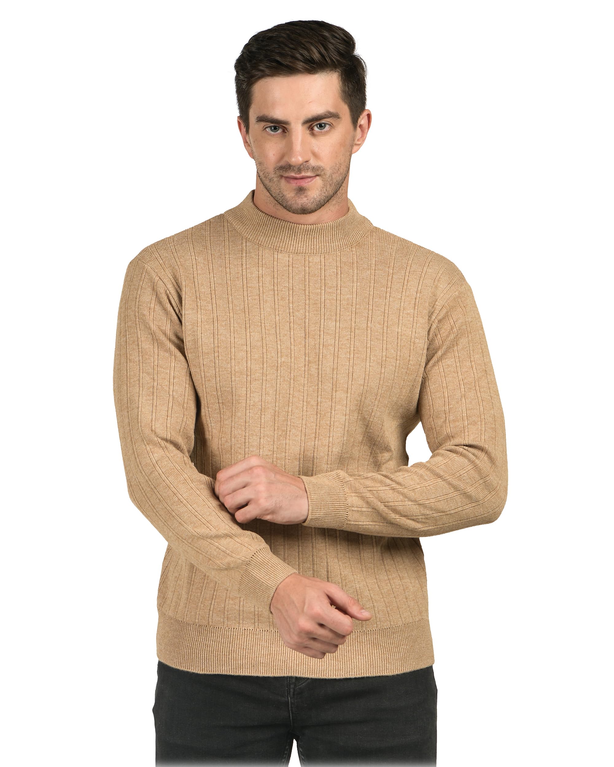 Men Woolen Round Neck Solid Striped Design Pullover Heavy Rainbow Fabric Winter Wear Pure Wool Cardigan for Men Fully Warm Pullover Free Sizes-image-24