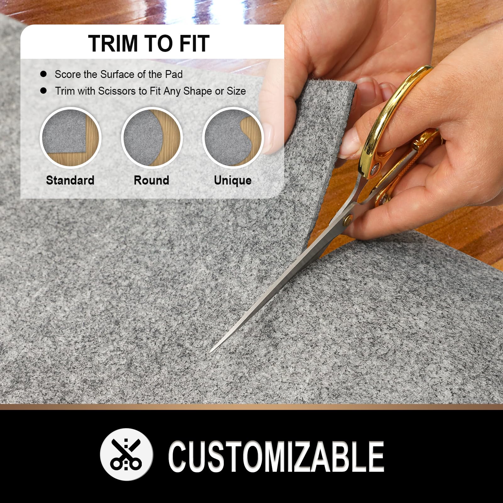 TREETONE Basics Teppich-Greifer, 2,4 x 3,4 m, 0,3 cm dicker zweiflächiger Filz + Gummigreifer – Polsterfilz für Premium-Komfort, sicher für alle Böden und Oberflächen einschließlich Harthölzer