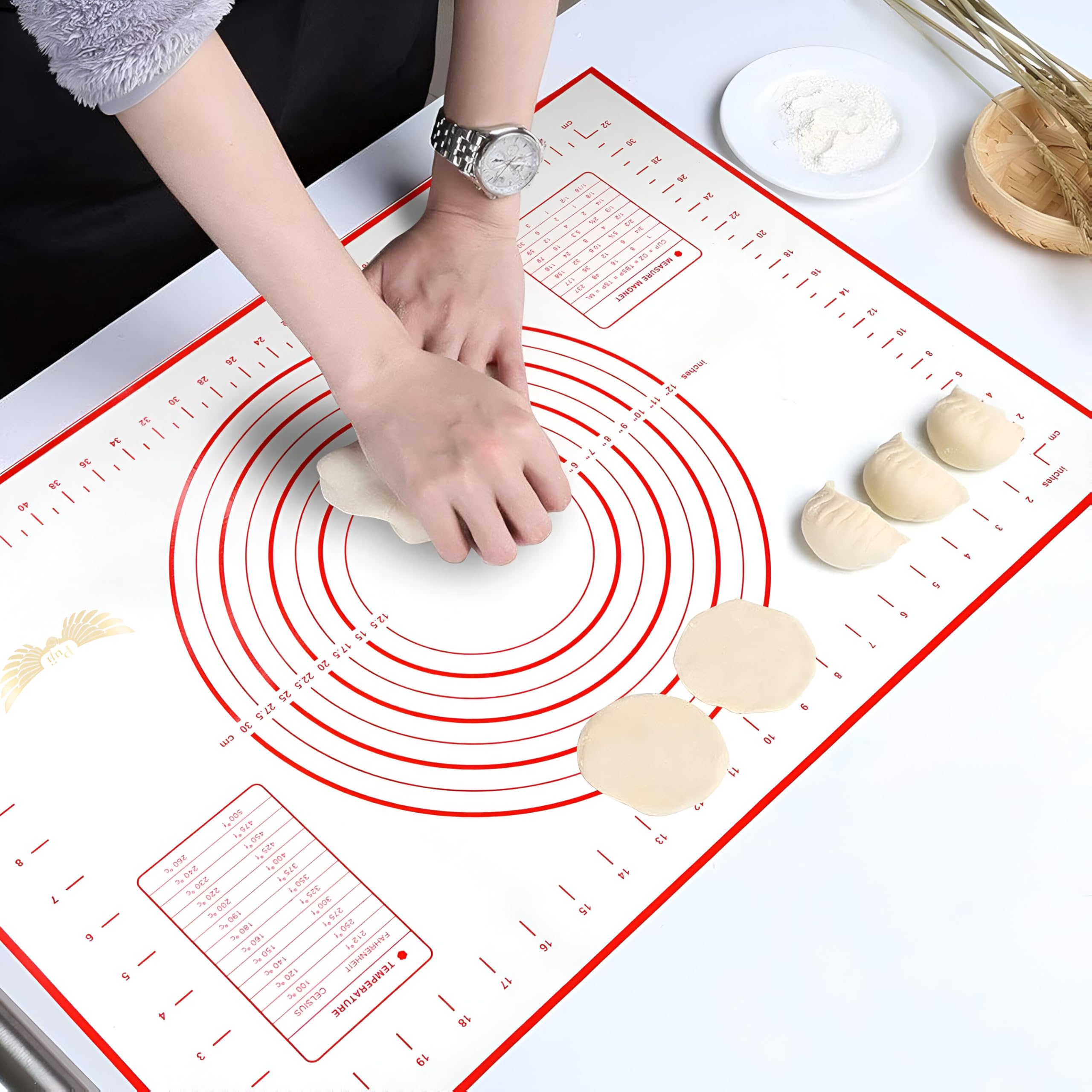 PUJI Non Stick Silicone Baking Mat with Measurement 40 x 60cm Large Dough Rolling Kneading Mat Non Slip Pastry Mat, Placemat, Countertop Protector for Pie/Bread/Pizza/Roti-image-23