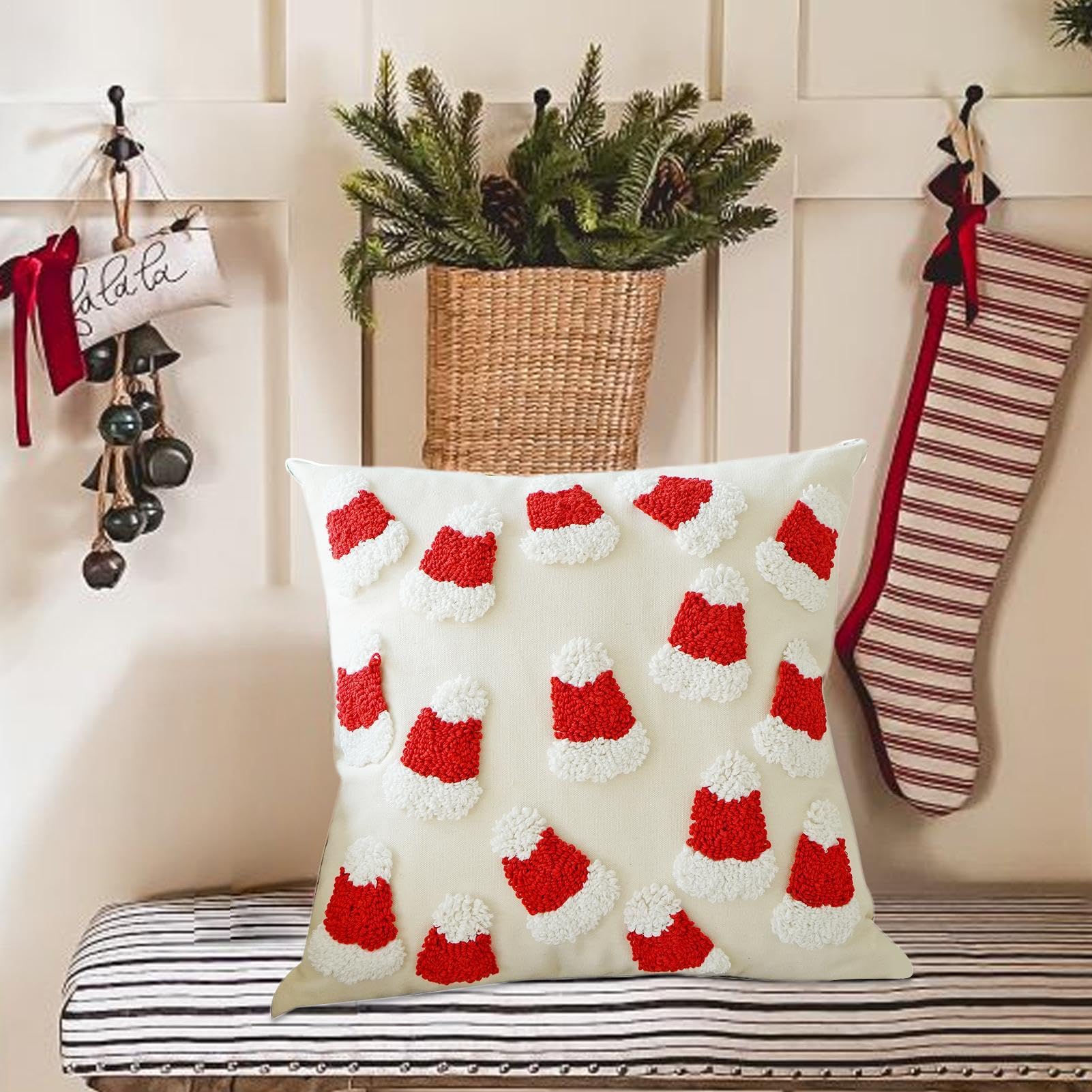 Amazon｜クリスマスクッションカバー、刺繍枕カバー,ビスタプリント