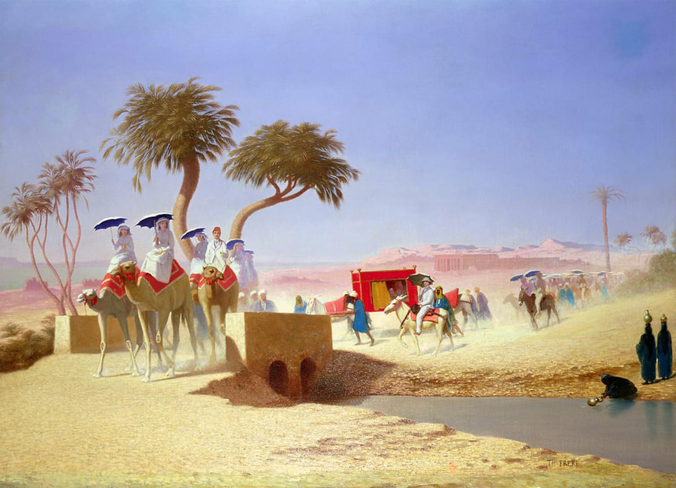 SERENDIPITP Abstract Painting Mural Print Picture Wall Decor Painting the Empress Eugenie Visiting the Pyramids by Charles Theodore Frere Vintage Wall Artwork for Home Decor 60x90cm