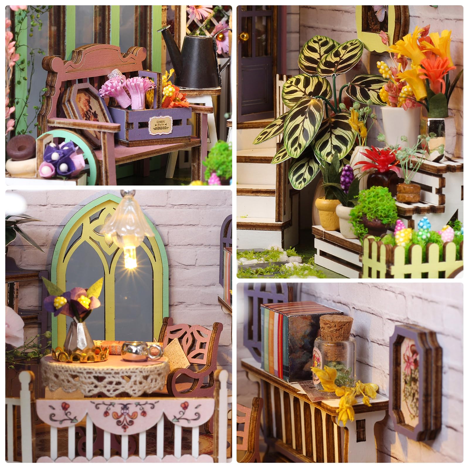 Cuteefun Book Nook zestaw drewniany do budowania miniaturowy domek dla lalek podpórki do książek