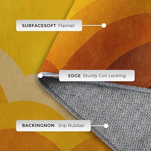 Miniatura 6 de Washable Boho Sun Throw Rugs for Entryway 2x3, Retro 70s Door Mat Indoor Entrance for Bedroom, Groovy Abstract Home Decor, Low Pile Soft Non Slip