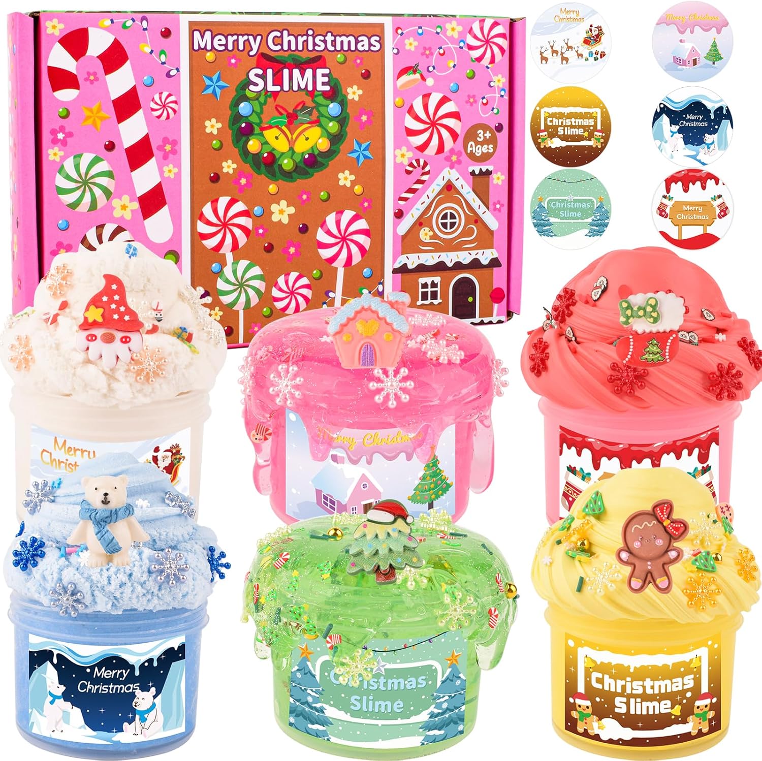 Christmas Stocking Stuffers for Kids-6 Pack Slime, Xmas Gift Toys Kit, Party Favors for Kids, Goodie Bag Stuffers, Classroom Rewards for Teens Girls Boys 4 5 6 7 8 9 10 11 12 Year Old