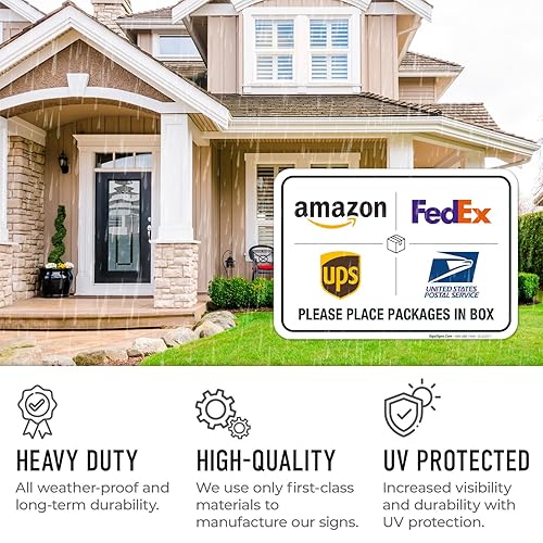 Miniatura 6 de Sigo Signs - Cartel de entrega del paquete, instrucciones de entrega FedEx Tienda Ups USPS, 10 x 7 pulgadas, calcomanías de vinilo de 4 mil