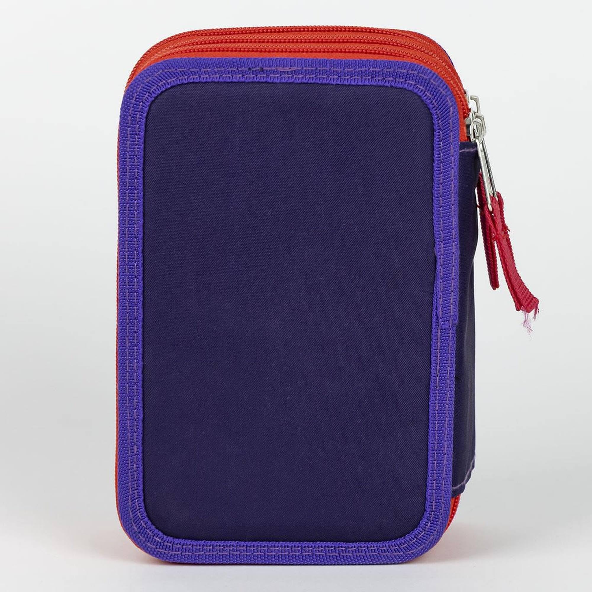 Trousse à 3 compartiments de Sonic - Couleur bleue - 12,5 x 6,5 x 19,5 cm - Fabriquée en 100 % polyester - Fermeture éclair - Avec accessoires-Trousse