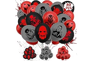 Horror Party Balloons - 80Pcs Classic Decorations of Famous Movie Character for Halloween Birthday Supplies
