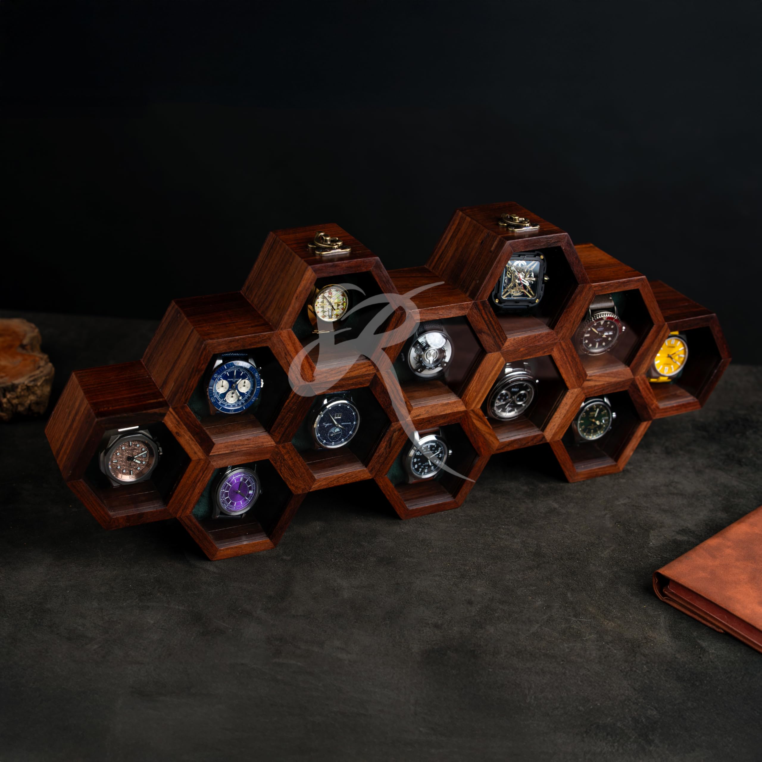 Royal Craft Expertise Premium-Uhren-Vitrine für 12 Uhren – einzigartiges Geburtstagsgeschenk für Männer – 12 Steckplätze indische Palisander Herren-Uhrenbox & Uhrengehäuse