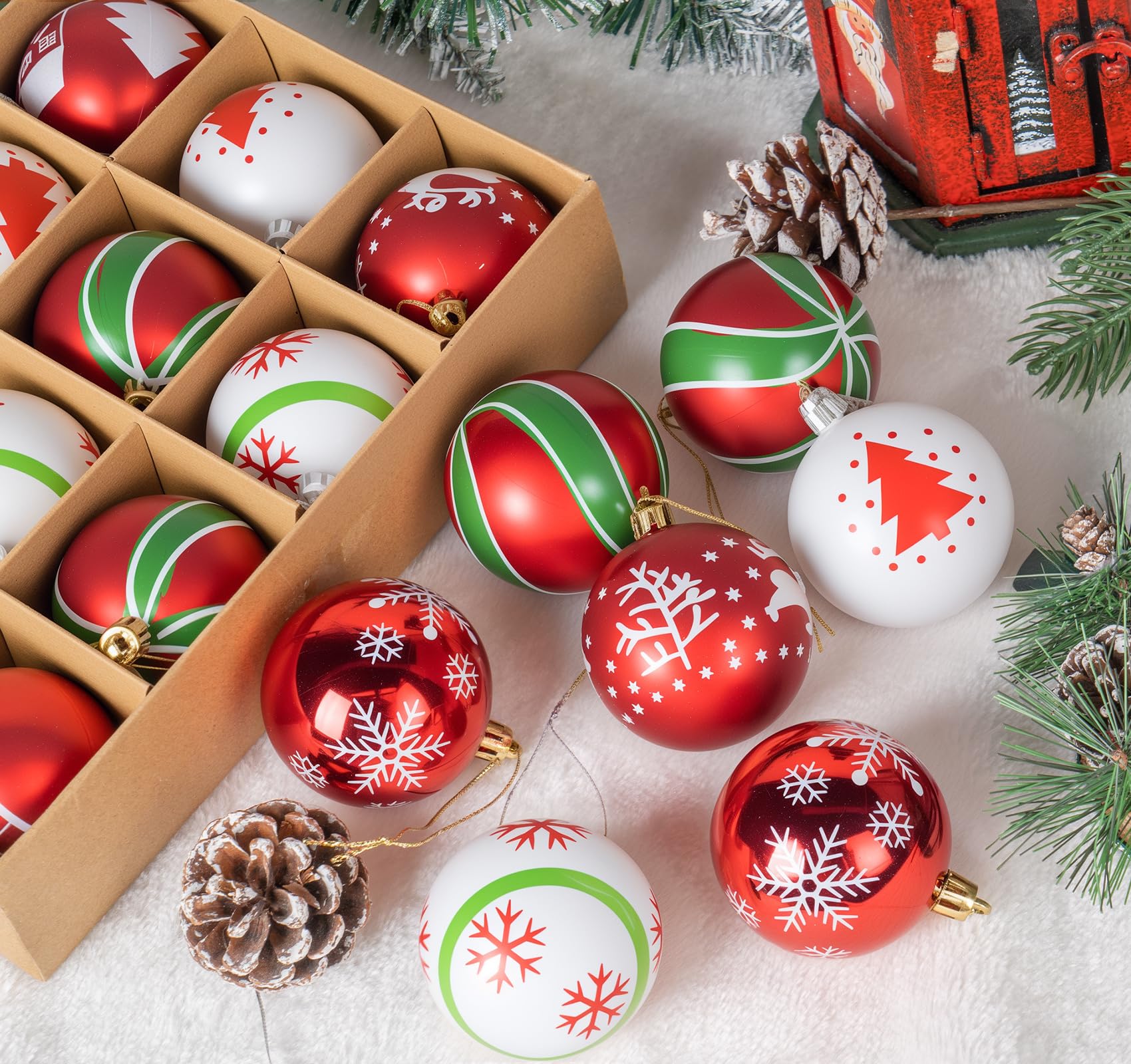 Valery Madelyn 60pcs Boules De Noël Doré Et Rouge, Décoration De