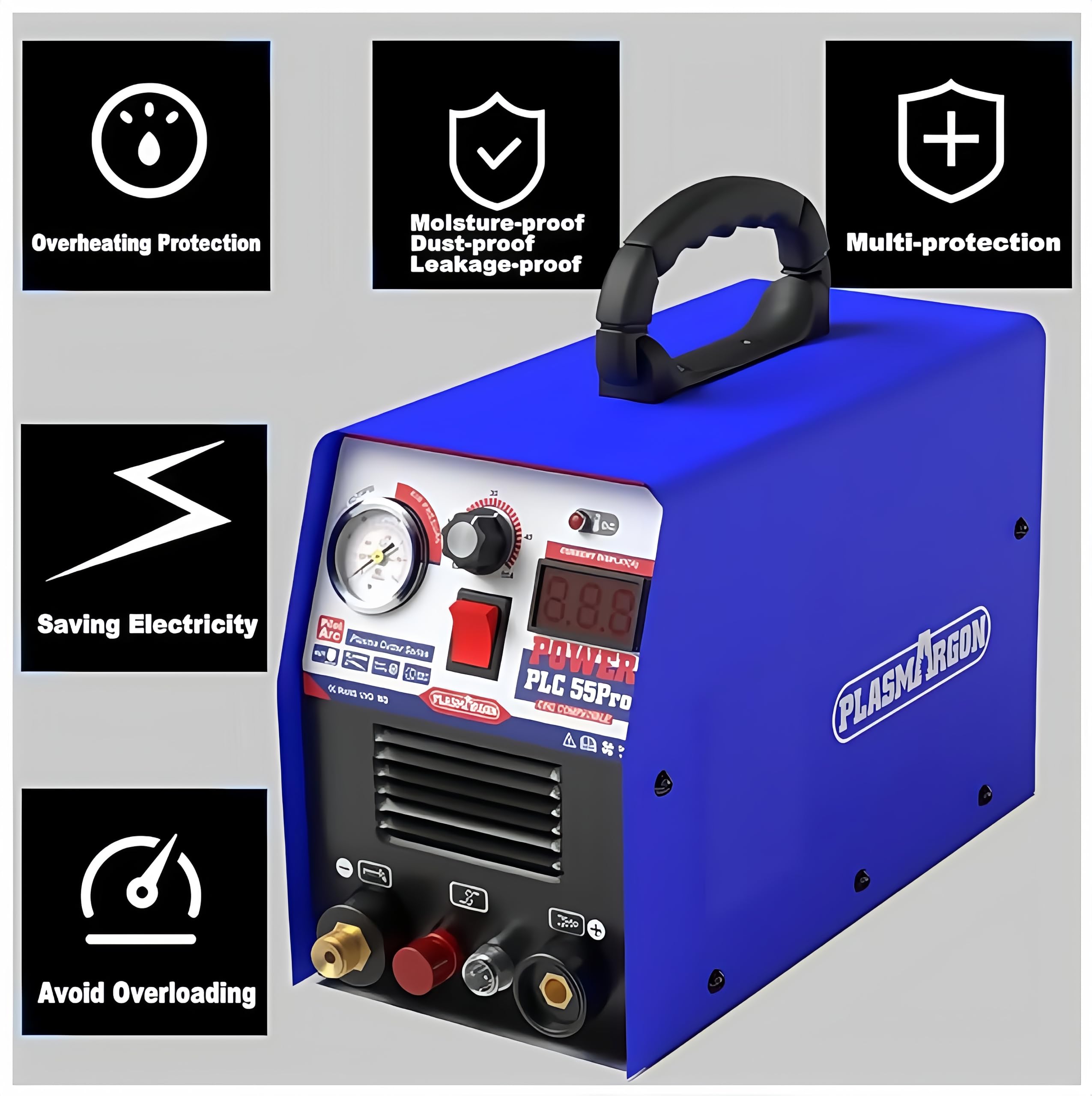 Taglierina al plasma 220 V, 55 A, HF Non-Touch Pilot Arc, spessore massimo di taglio 20 mm, taglio pulito 15 mm (PLC55P)